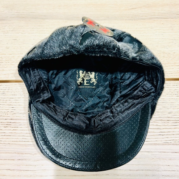 Faux Fur flat cap Hat cow pattern Warm Ski Snow dad golf furry warm Cap NEW S/M - Picture 7 of 11